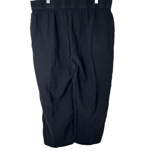 EILEEN FISHER Black Cropped Organic Cotton Pull-On Pants Size Large - Picture 2 of 16